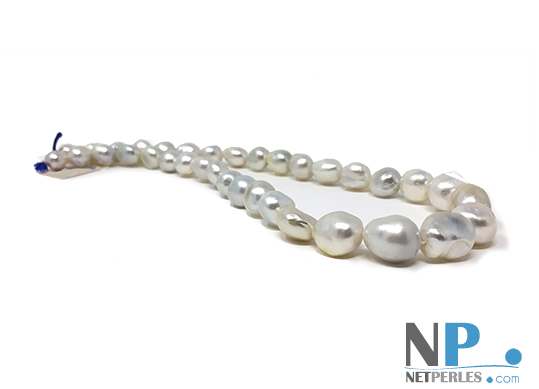 Collana di perle barocche australiane bianche argento
